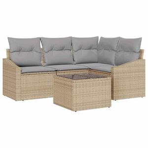 vidaXL Sofa Set mit Kissen 5 pcs Beige Poly-Rattan