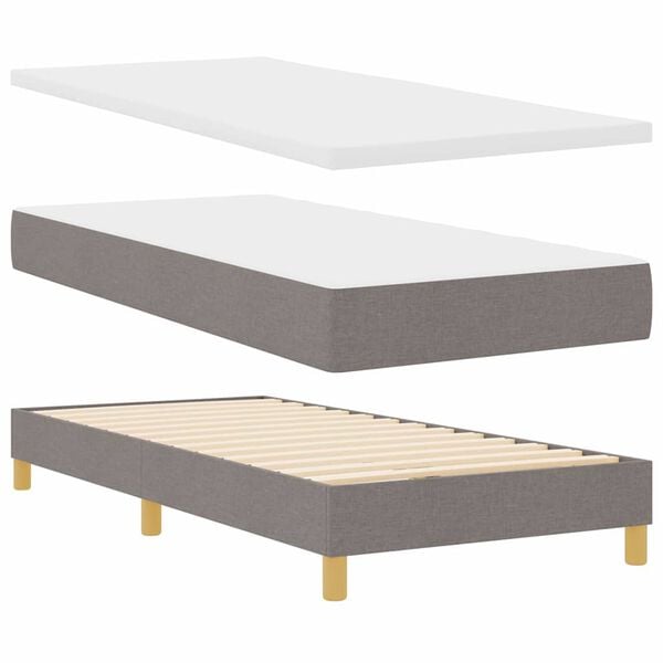 vidaXL Boxspringbett mit Matratze mit Kopfteil Taupe 90 x 190 cm Stoff