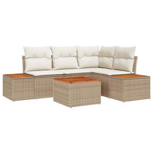 vidaXL Gartensofa-set mit Kissen 5 pcs Beige Poly-Rattan