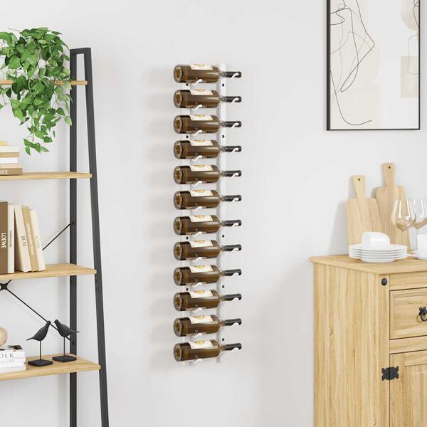 vidaXL Wand-Weinregal f&uuml;r 12 Flaschen Wei&szlig; Eisen