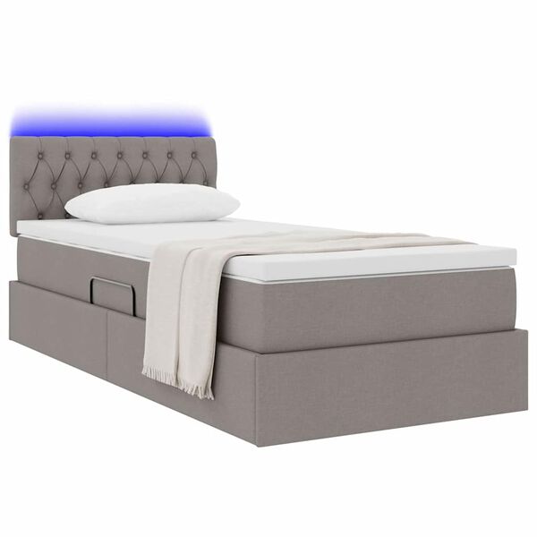 vidaXL Bett mit Stauraum und LED mit Matratze Taupe 100 x 200 cm Stoff