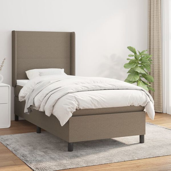 vidaXL Boxspringbett mit Matratze Taupe 80x200 cm Stoff