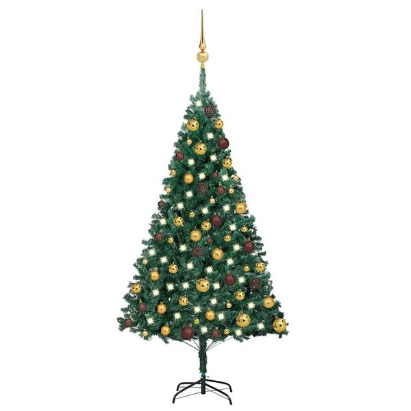 vidaXL K&uuml;nstlicher Weihnachtsbaum mit Beleuchtung & Kugeln Gr&uuml;n 120 cm