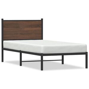 vidaXL Metallbett ohne Matratze Braun Eichen-Optik 75x190 cm