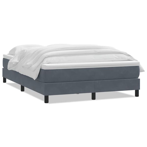 vidaXL Boxspringbett mit Matratze Dunkelgrau 140x220 cm Samt