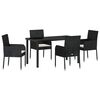vidaXL Garten Essgruppe 5 stk. Schwarz Poly-Rattan