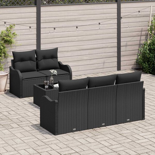 vidaXL Gartensofa-set Schwarz Poly-Rattan