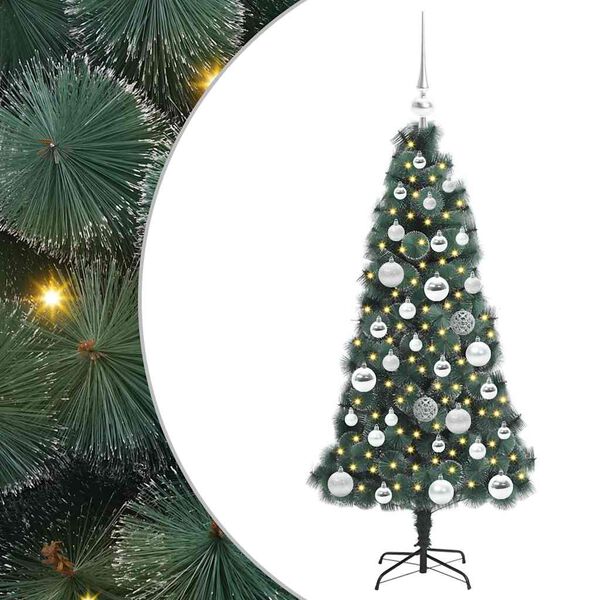 vidaXL Künstlicher vorbeleuchteter Weihnachtsbaum mit Kugelset 120 cm