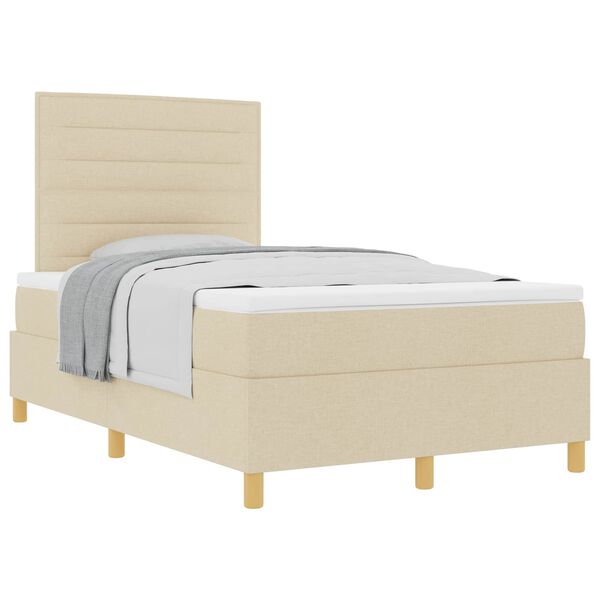 vidaXL Boxspringbett mit Matratze Creme 120 x 190 cm Stoff