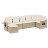 vidaXL 7-tlg. Garten-Sofagarnitur mit Kissen Beige Poly Rattan