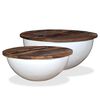 vidaXL 2-tlg. Couchtisch-Set Altholz Massiv Wei&szlig; Schalenform
