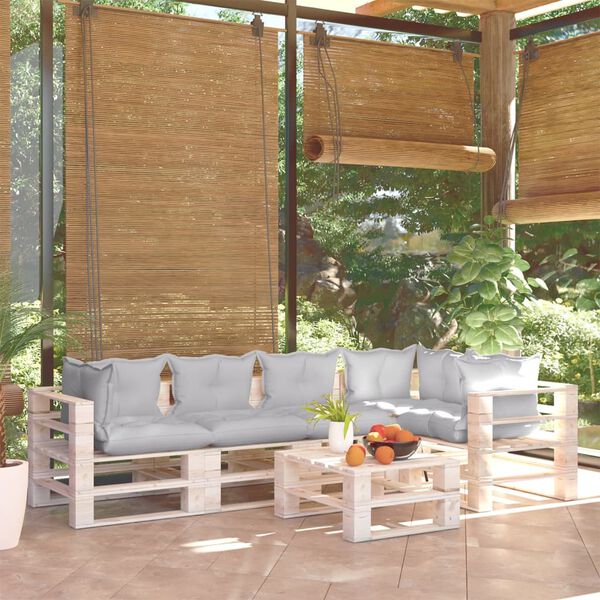 vidaXL 6-tlg. Garten-Lounge-Set aus Paletten mit Kissen Kiefernholz