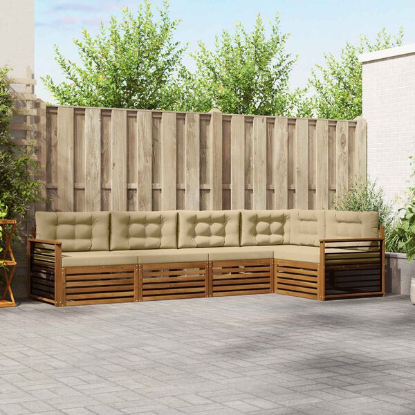 vidaXL Outdoor-Sofagarnitur mit Kissen 5 pcs Natur und Beige