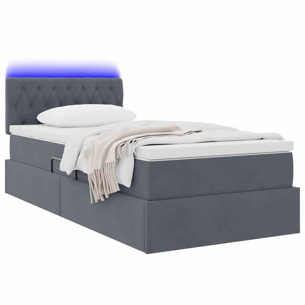 vidaXL Bett mit Stauraum und LED mit LED Dunkelgrau 100 x 200 cm Samt