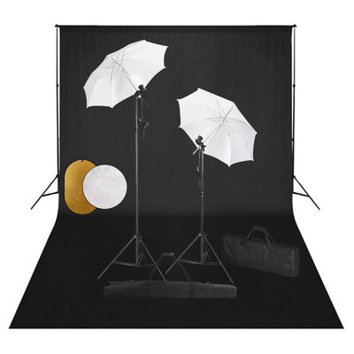 vidaXL Fotostudio-Set mit Leuchten, Schirmen, Hintergrund, Reflektor