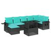 vidaXL 8-teiliges Gartensofa-Set mit Kissen, schwarzes Polyrattan
