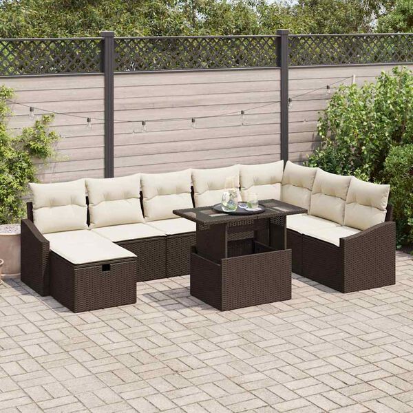 vidaXL Garten-Sofa-Set 9 pcs Braun Poly-Rattan