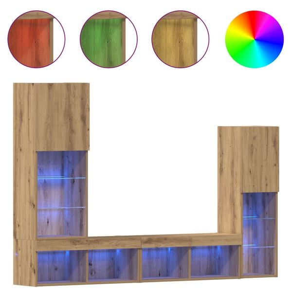 vidaXL TV-Schr&auml;nk 4 pcs Artisan-Eiche Holzwerkstoff