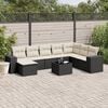 vidaXL 9-tlg. Garten-Sofagarnitur mit Kissen Schwarz Poly Rattan