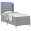 vidaXL Boxspringbett mit Matratze Hellgrau 90 x 190 cm Stoff