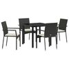 vidaXL Garten Essgruppe mit Kissen 5 pcs Schwarz Poly-Rattan