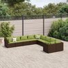vidaXL 10-tlg. Garten-Sofagarnitur mit Kissen Braun Poly Rattan