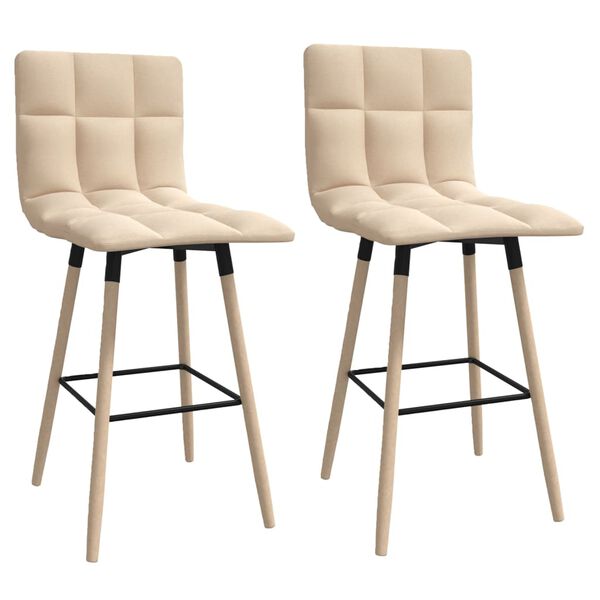 vidaXL Barhocker 2 Stk. Creme Stoff