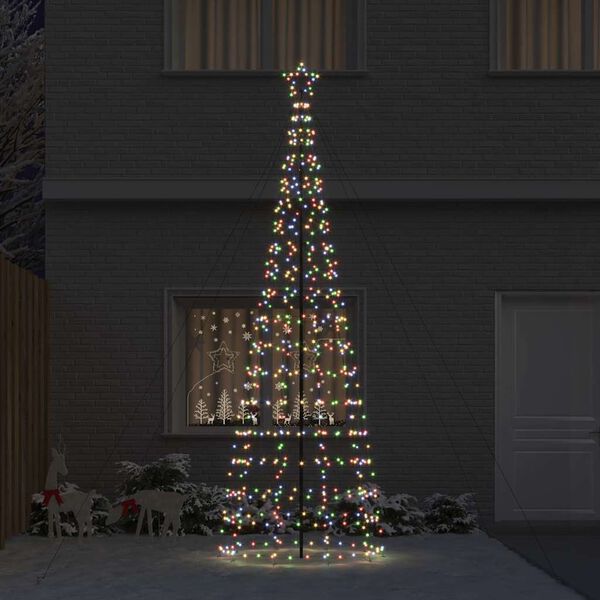 vidaXL LED Weihnachtsbaum mit Erdspie&szlig;en Mehrfarbig 400 cm Eisen