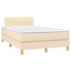 vidaXL Boxspringbett mit Matratze & LED Creme 120x190 cm Stoff