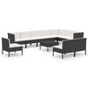 vidaXL 11-tlg. Garten-Lounge-Set mit Auflagen Poly Rattan Schwarz