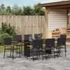 vidaXL Garten Essgruppe 9 pcs Schwarz Poly-Rattan
