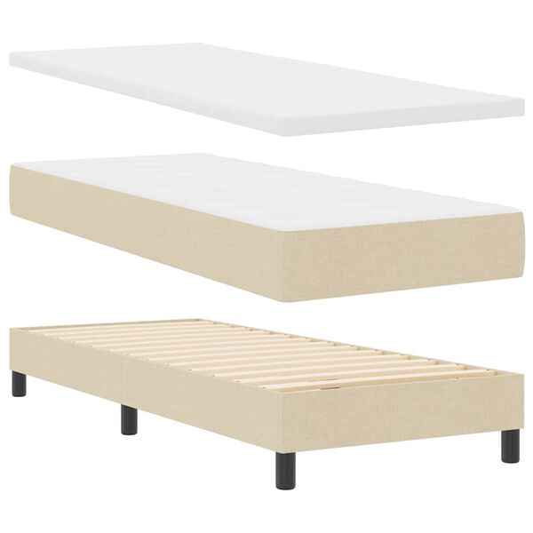 vidaXL Boxspringbett mit Matratze mit Kopfteil Creme 200 x 80 cm Stoff