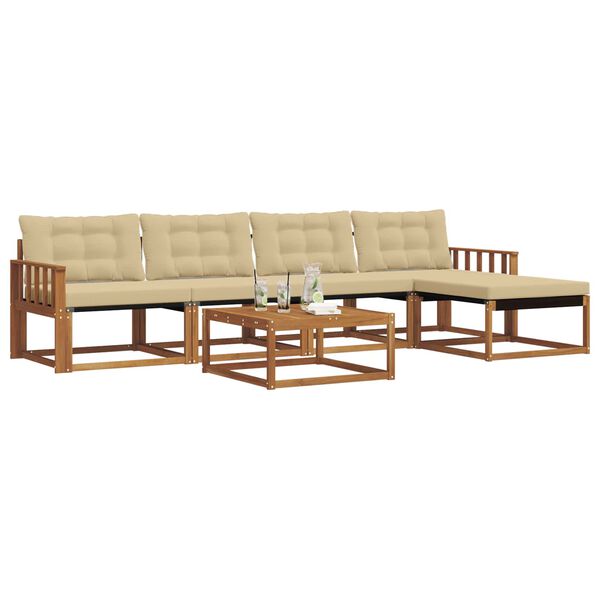 vidaXL Outdoor-Sofagarnitur mit Kissen 6 pcs Natur und Beige
