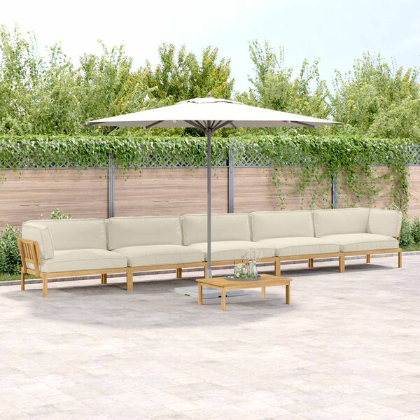 vidaXL Sofa Set mit Kissen Uni 6 pcs Creme Massivholz Akazie