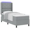 vidaXL LED Boxspringbett mit Matratze Hellgrau 90 x 190 cm Stoff