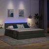 vidaXL Bett mit LED-Lichtleisten Dunkelgrau 200 x 200 cm Stoff