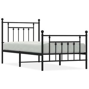 vidaXL Bettgestell mit Kopf- und Fu&szlig;teil Metall Schwarz 80x200 cm