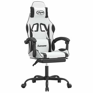 vidaXL Gaming-Stuhl mit Fu&szlig;st&uuml;tze Wei&szlig; und Schwarz Kunstleder