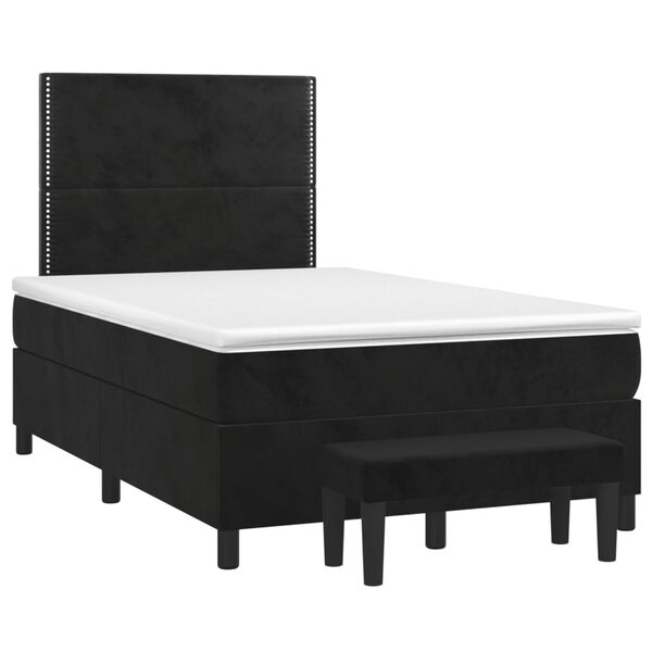 vidaXL Boxspringbett mit Matratze Schwarz 120x200 cm Samt