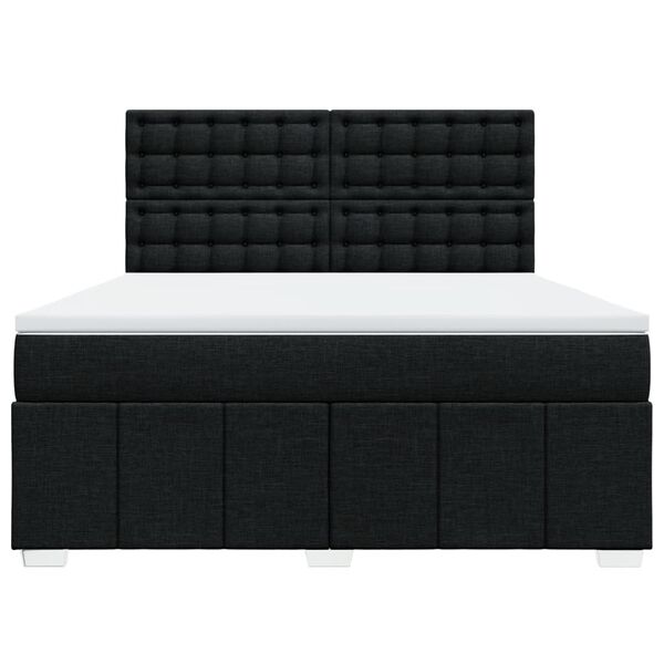vidaXL Boxspringbett mit Matratze Schwarz 180x200 cm Stoff