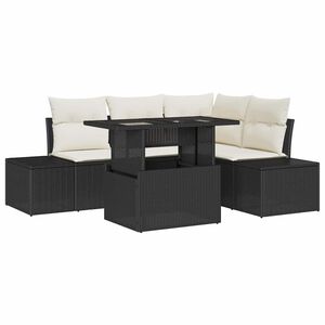 vidaXL Gartensofa-set mit Kissen 5 pcs Schwarz Poly-Rattan