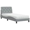 vidaXL Bett mit Matratze Hellgrau 90x200 cm Stoff