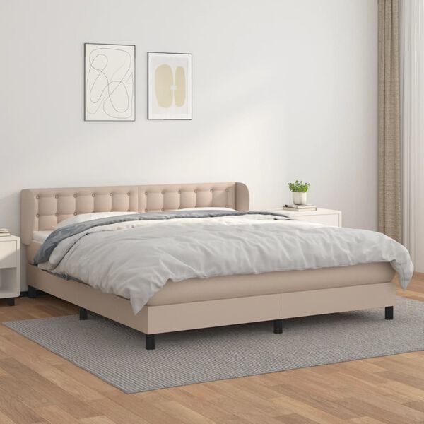 vidaXL Boxspringbett Matratze Cappuccino-Braun 160x200 cm Kunstleder