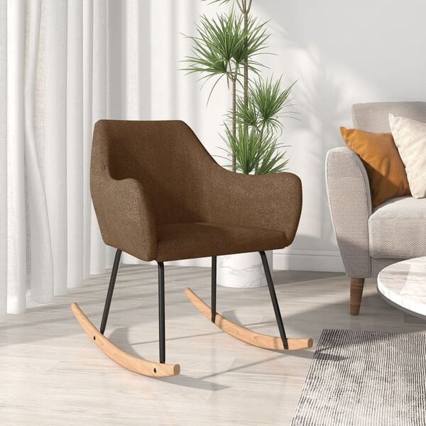 vidaXL Schaukelstuhl Braun Stoff