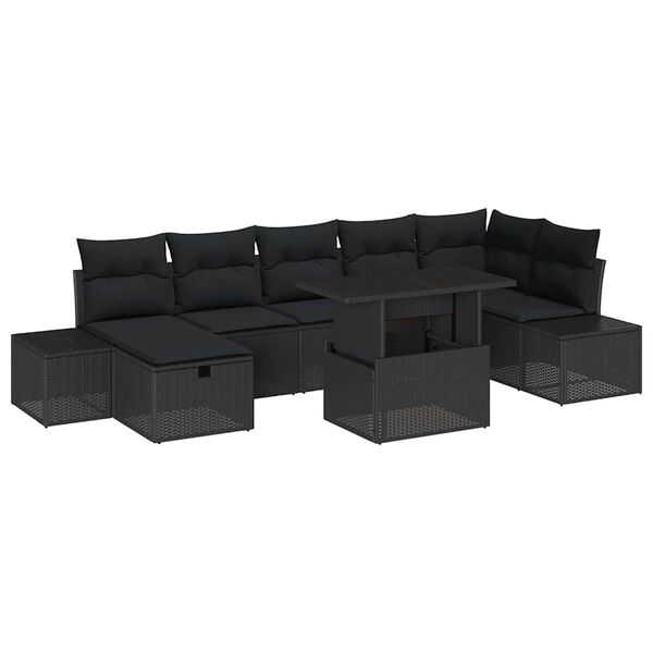 vidaXL Garten-Sofa-Set 8 pcs Schwarz Poly-Rattan