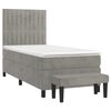 vidaXL Boxspringbett mit Matratze Hellgrau 90x200 cm Samt