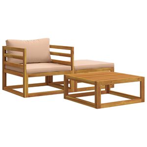 vidaXL Modulares Sofa-Set mit Kissen 3 stk. 2-Sitzer Massivholz Akazie