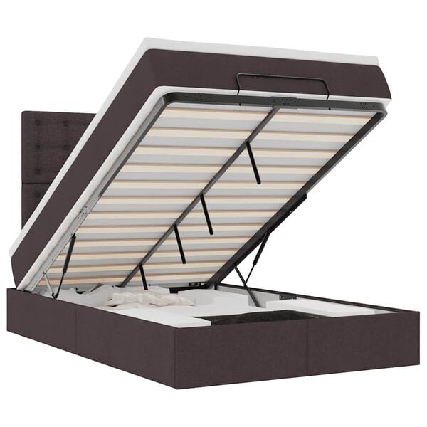 vidaXL Ottoman-Bett mit Matratze & LEDs Dunkelbraun 120x190 cm Stoff