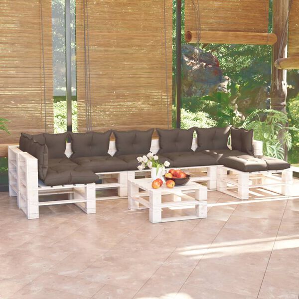 vidaXL 8-tlg. Garten-Lounge-Set aus Paletten mit Kissen Kiefernholz