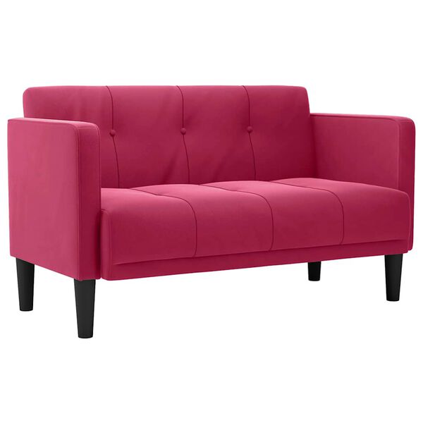 vidaXL Zweisitzer-Sofa Weinrot 111 cm Samt